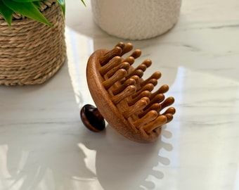 Handhållet massageverktyg i trä, cirkulär massageapparat för huvud och kropp, avslappning och stresslindring, träborste för hårbottenmassage