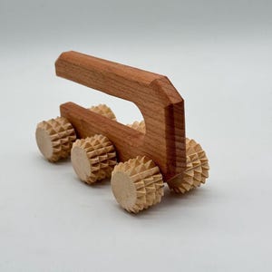Wooden Handheld Roller Massager | Body Relaxation Tool | 6-Roller Design for Deep Tissue Massage | Massager with a comfortable handle