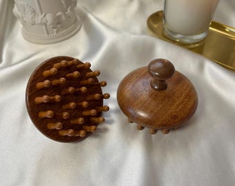 Wooden Handheld Massage Tool, Circular Massager for Head and Body, Relaxation and Stress Relief, Wooden Scalp massage Brush