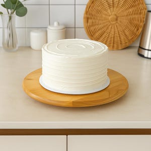 Soporte giratorio de madera para tartas, plato giratorio de madera de cerezo para hornear, expositor rústico de postres, soporte para repostería hecho a mano, regalo para panaderos