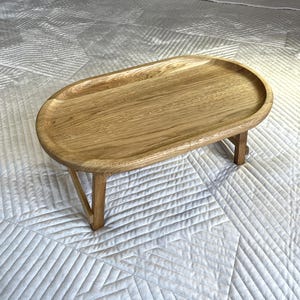 Wooden bedside table with folding legs, Solid Oak Lap Desk, Bedside breakfast table, Breakfast in bed, Unique Birthday Gift