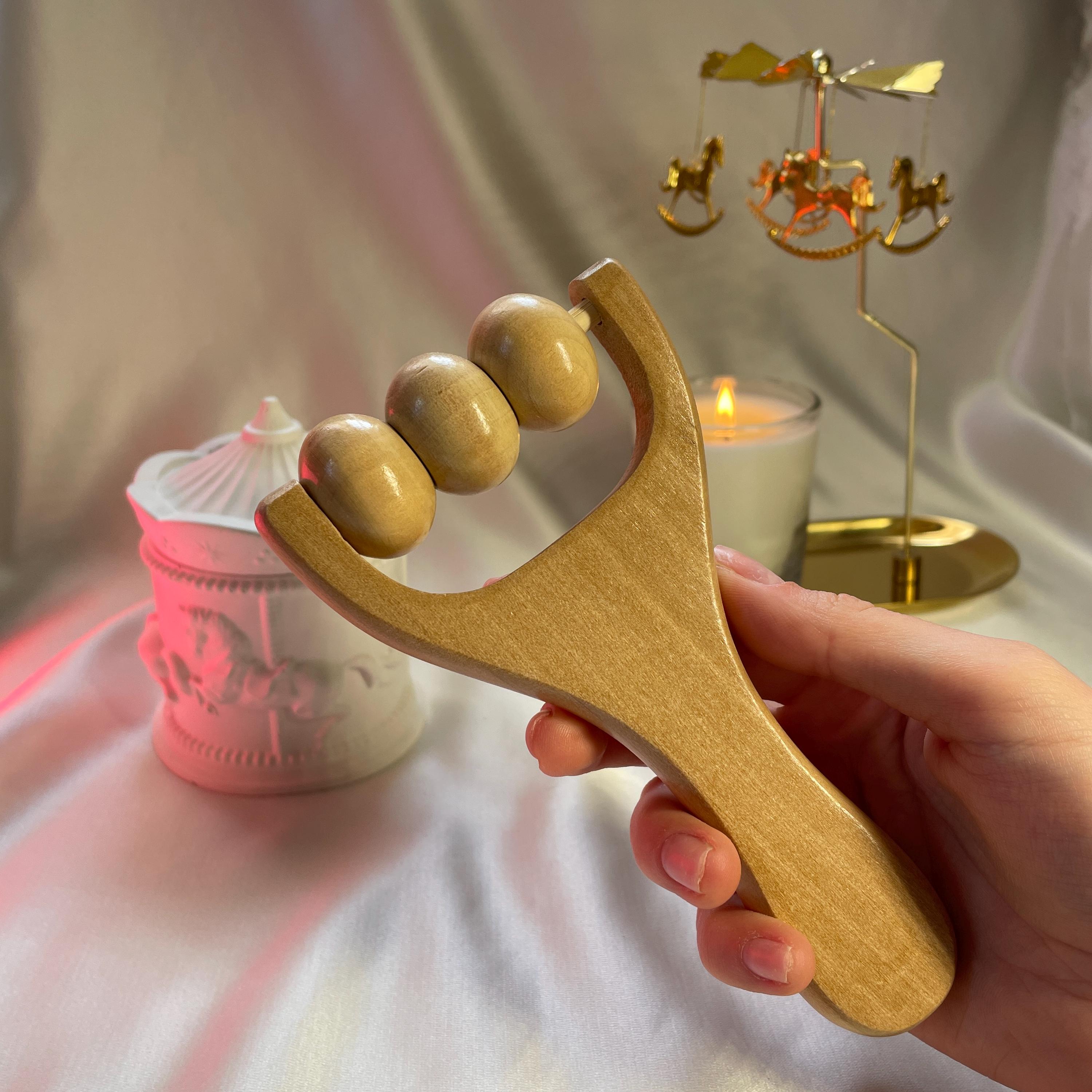 Wooden Roller Massager, Ball Body Massager, Natural Wood Neck Massager, Lymphatic Drainage Tool, Relaxation Gift, Stress Relief Massage Tool