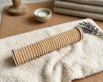 Wooden Body Roller Massager, Beech Wood Leg and Back Massage Tool, Spiked Muscle Roller