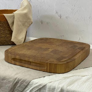 Tabla de cortar de madera de roble de veta final / Bloque de carnicero de madera / Tabla de cortar de primera calidad para cocina / Tabla de servir de madera dura hecha a mano