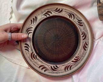 Handmade Red Clay Plate, Ceramic Dinner Plate, Traditional Ukrainian Pottery, Flat Serving Dish, Earthenware Plate, Housewarming Gift