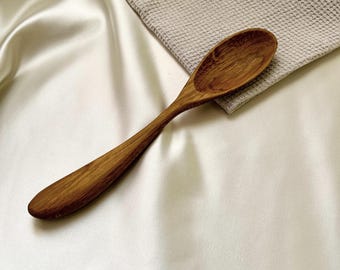 Handmade Wooden Spoon, Oak Cooking Spoon, Rustic Kitchen Utensil, Eco-Friendly Tableware, Carved Wooden Spoon, Kitchen Gift Idea