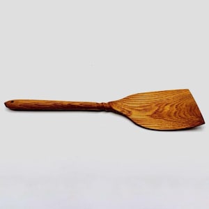 Oak kitchen spatula with carved handle, Wooden spatula for turning food, Premium wood handmade Spatula, Kitchen utensils