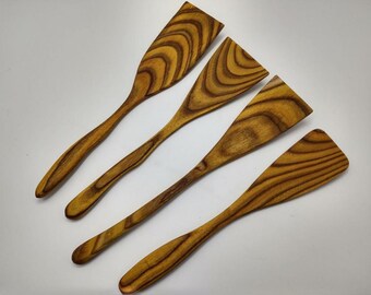 Handmade Acacia Wood Spatula, Long Wooden Turner for Non-Stick Pans, Long Wooden Flipper, Natural Kitchen Utensil Gift, Kitchen Gift