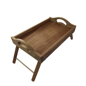 Wooden Bed Tray Table with Foldable Legs | Oak Tray | Breakfast table in bed | Versatile Breakfast Tray for Bed, Laptop Desk, and Snack Tray