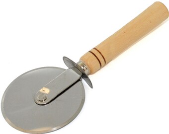 Knife for pizza | Pizza cutter | Pizza wheel | Pizzaroller | Italian pizza cutter | Pizza knife with wooden handle - Kitchen utensils