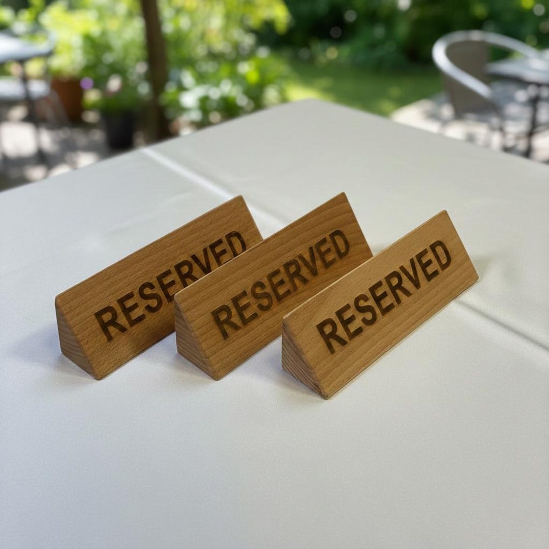 Wooden Reserved Table Sign, Engraved Ash Wood Restaurant Tabletop ...