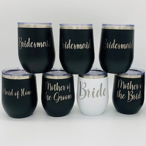 12oz Personalized Wine Tumbler, Custom Wine Glasses, Insulated Wine Cup,Engraved Wine Tumbler with Lid, Party Favors,Bridesmaid Gift