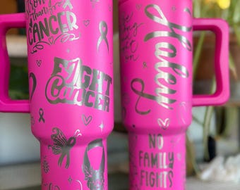 40 Unzen Brustkrebs Kämpfer Becher mit Griff & Strohhalm, Geschenk für ihn, Geschenk für sie, personalisierte Geschenke, Brautjungfer Becher, 40 Unzen Becherbecher
