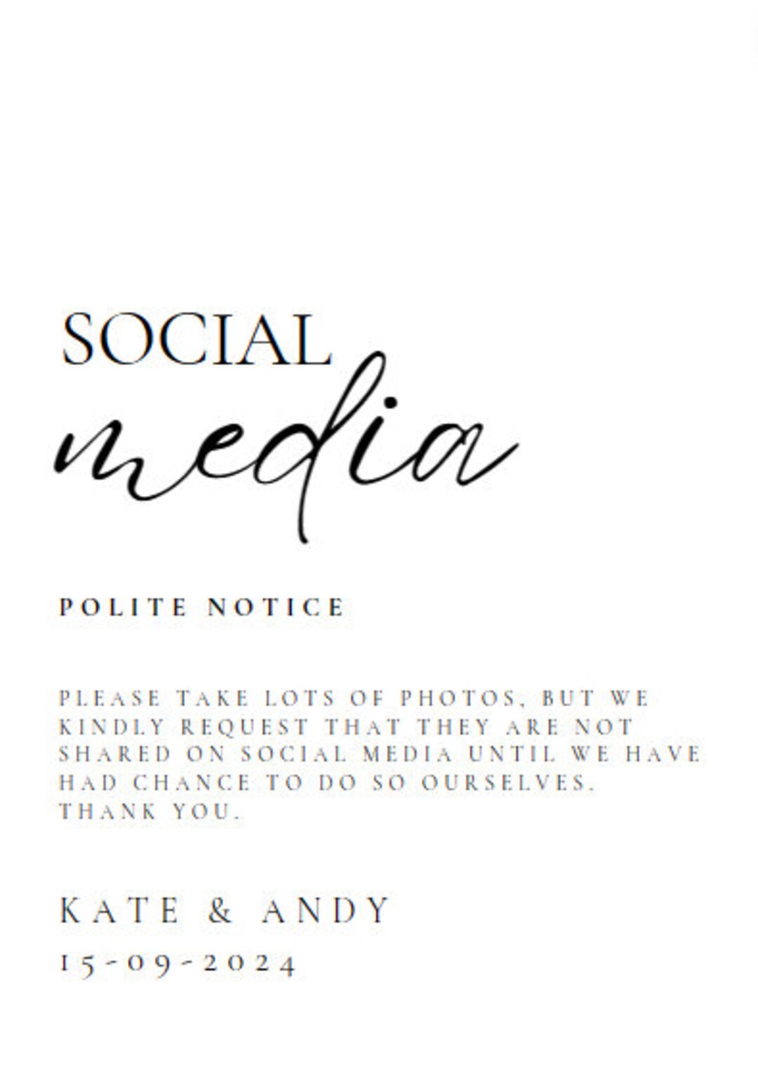 Printable Social Media Wedding // Wedding Social Media Sign // Social ...