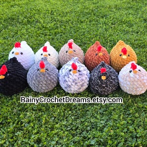Crochet chickens, PLEASE read entire item description before purchasing! Chicken plushie, crochet hen, crochet rooster, farm animal