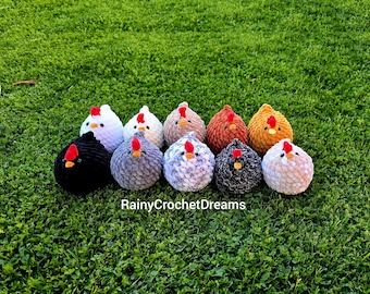Crochet chicken plushies handmade hens