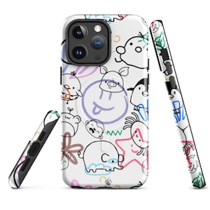 Custodia Doodle MagSafe per iPhone – Custodia magnetica sottile per iPhone 16, 15, 14, Pro, Max – Custodia regalo personalizzata trasparente antiurto per iPhone