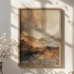 Wabi Sabi Wall Art, Brown Beige Textured Art, Japandi Design, Minimalist Painting, Beige Abstract Art,  Modern Wall Decor, Digital Download