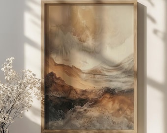 Wabi Sabi Wall Art, Brown Beige Textured Art, Japandi Design, Minimalist Painting, Beige Abstract Art,  Modern Wall Decor, Digital Download