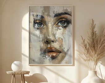 Oil Abstract Face Painting, Woman Face Artwork, Abstract Lady