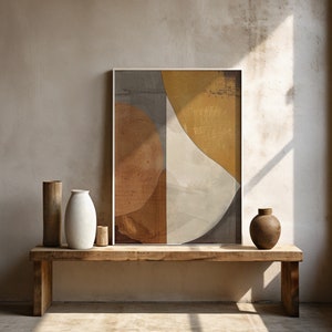 Wabi Sabi Wall Art, Japandi Design, Minimalist Abstract Painting, Brown, Gray, Beige Abstract Art, Modern Wall Decor, Digital Download