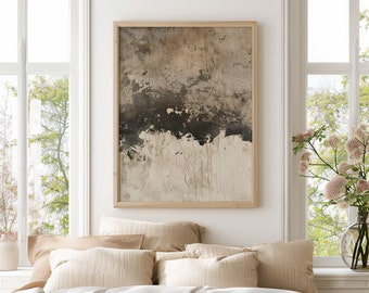 Neutral Abstract Wabi Sabi Wall Art, Modern Japandi Printable Decor in Beige (Digital Download)