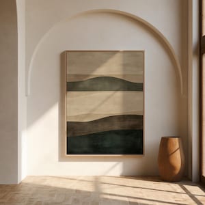 Japandi Wall Art, Wabi Sabi Decor, Neutral Abstract Painting, Minimalist Print, Beige and Green Tones, Modern Wall Decor, Digital Download