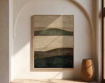 Neutraler abstrakter Japandi-Druck, moderne beige grüne druckbare Wabi Sabi-Wandkunst (digitaler Download)