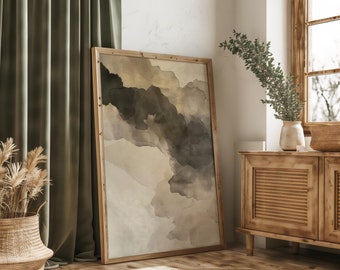 Abstract Wabi Sabi Wall Art, Japandi Beige Earthy Colors (Digital Print)