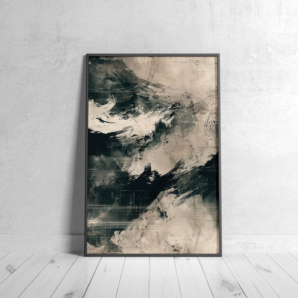 Wabi Sabi Abstract Painting, Japanese Abstract Art, Beige Print Wall Art, Minimalist Print, Beige Print, Modern Wall Decor, Digital Download