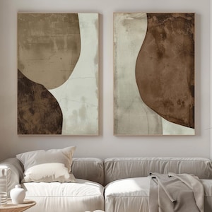 Wabi Sabi Wall Art, Set of 2, Earthy Beige Abstract Art, Japandi Design, Organic Abstract Painting, Modern Wall Decor, Digital Download