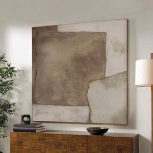 Large Wabi Sabi Wall Art, Square Organic Earthy Art, Beige Textured Art, Minimalist Painting, Neutral Modern Wall Art, Digital Download
