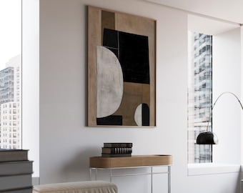 Braune abstrakte Wabi Sabi Wandkunst, moderne Neutral Japandi Beige druckbare Dekor (digitaler Download)