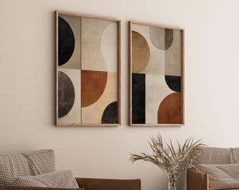 Neutral Geometric Wabi Sabi Wall Art Set. Abstract Beige Japandi Printable Decor (Digital Download)