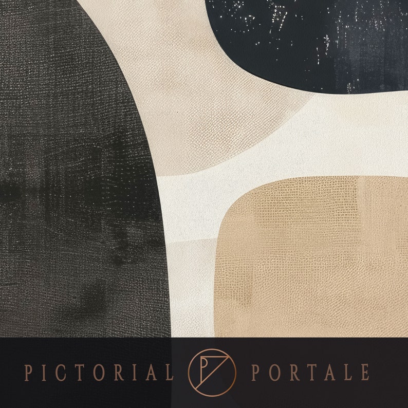 Abstract Wabi Sabi Wall Art Set, Black Beige Modern Japandi Printable ...