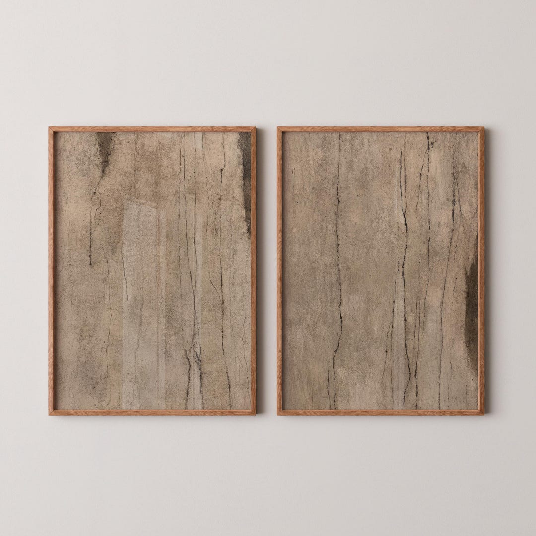 Textured Beige Wabi Sabi Wall Art. Set of 2 Neutral Japandi Abstract ...