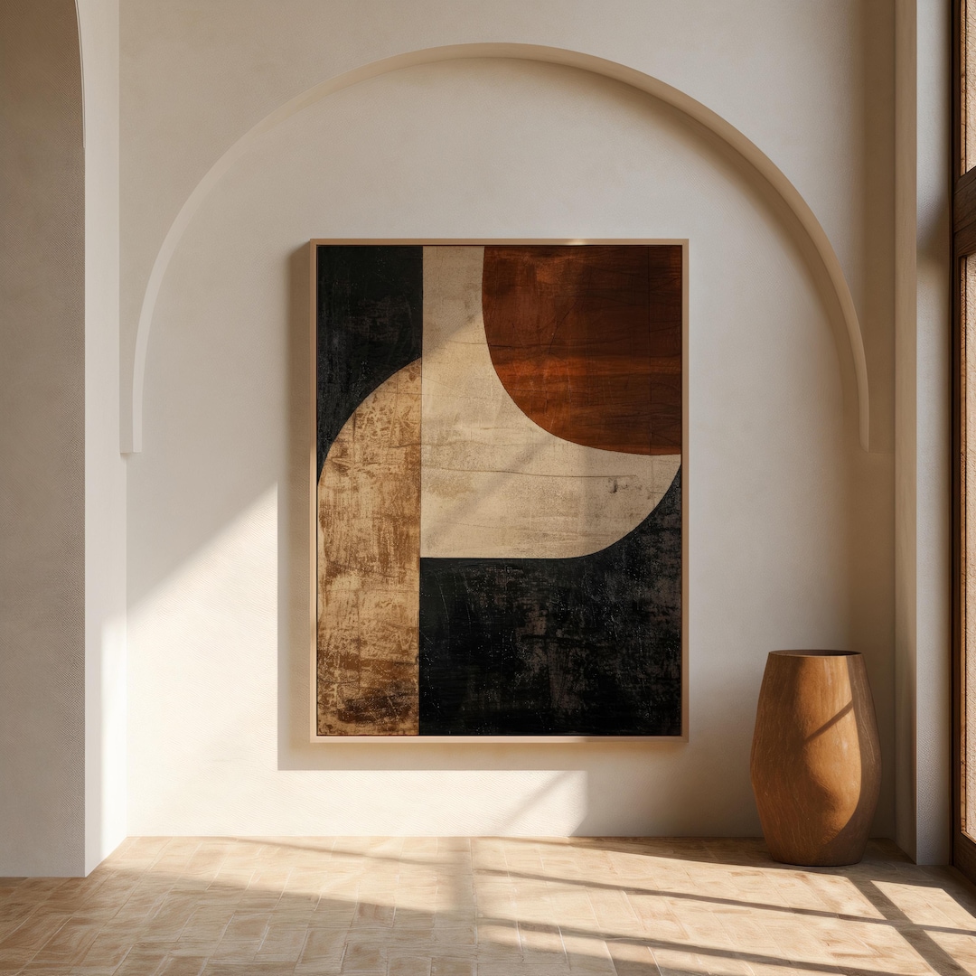 Textured Wabi Sabi Wall Art, Japandi Beige Brown Black Abstract Decor ...