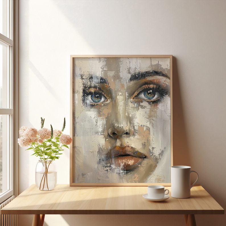 Oil Abstract Woman Face Painting, Modern Wall Art (digital Download) - Etsy