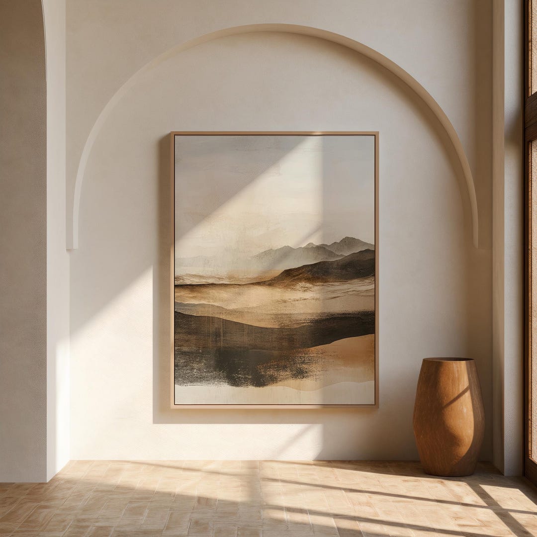 Neutral Abstract Landscape Wabi Sabi Wall Art. Modern Minimalist Beige ...