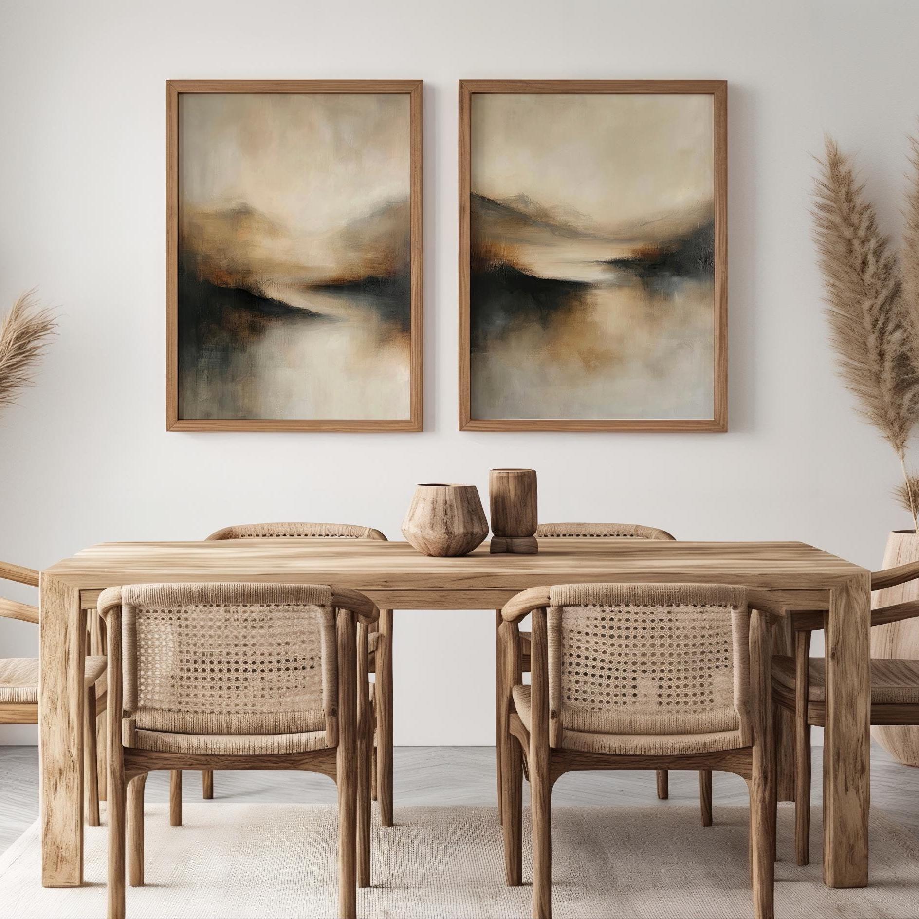 Neutral Abstract Landscape Wabi Sabi Wall Art Set. Modern Japandi Beige ...