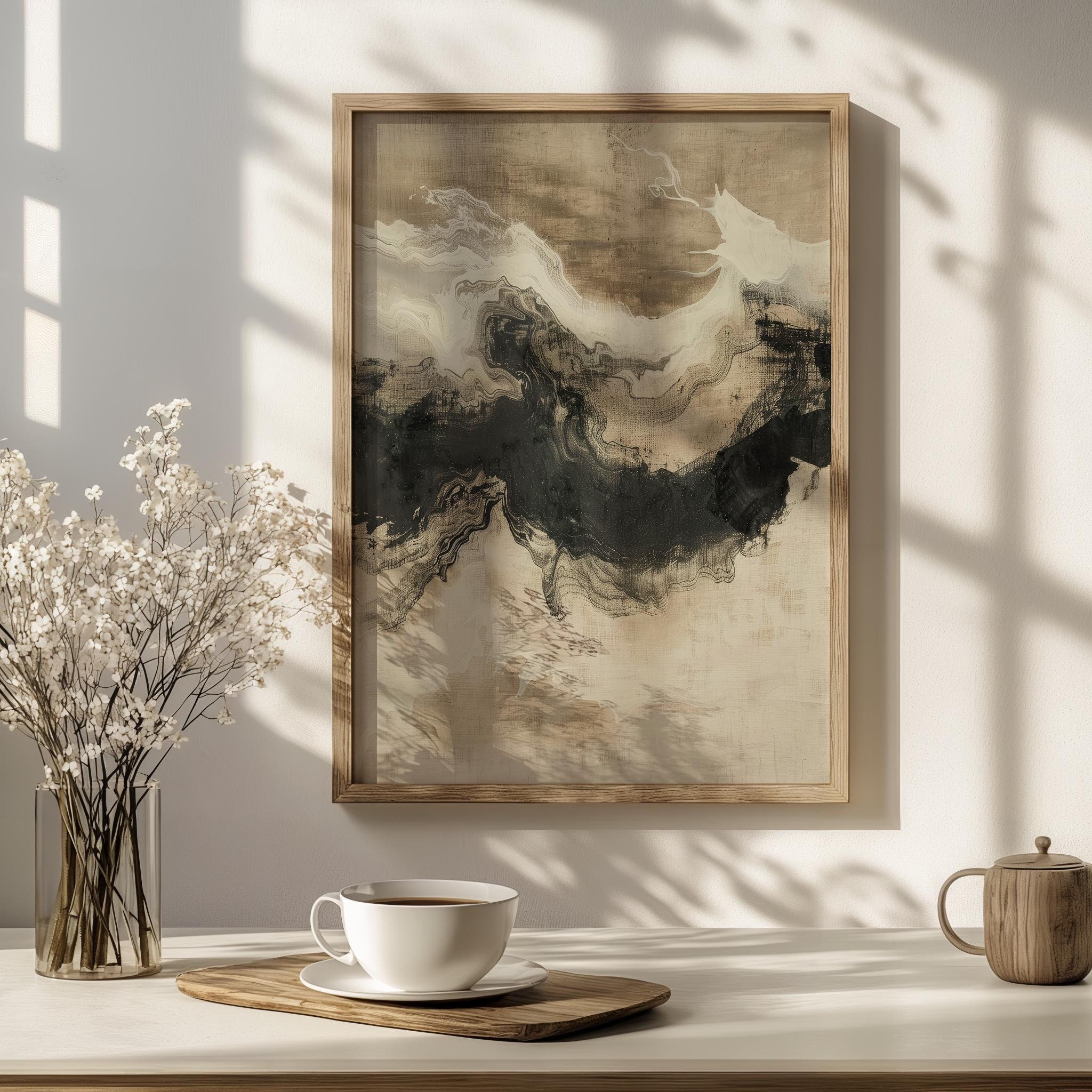 Japandi Design, Wabi Sabi Wall Art, Beige Abstract Art, Japanese Art ...