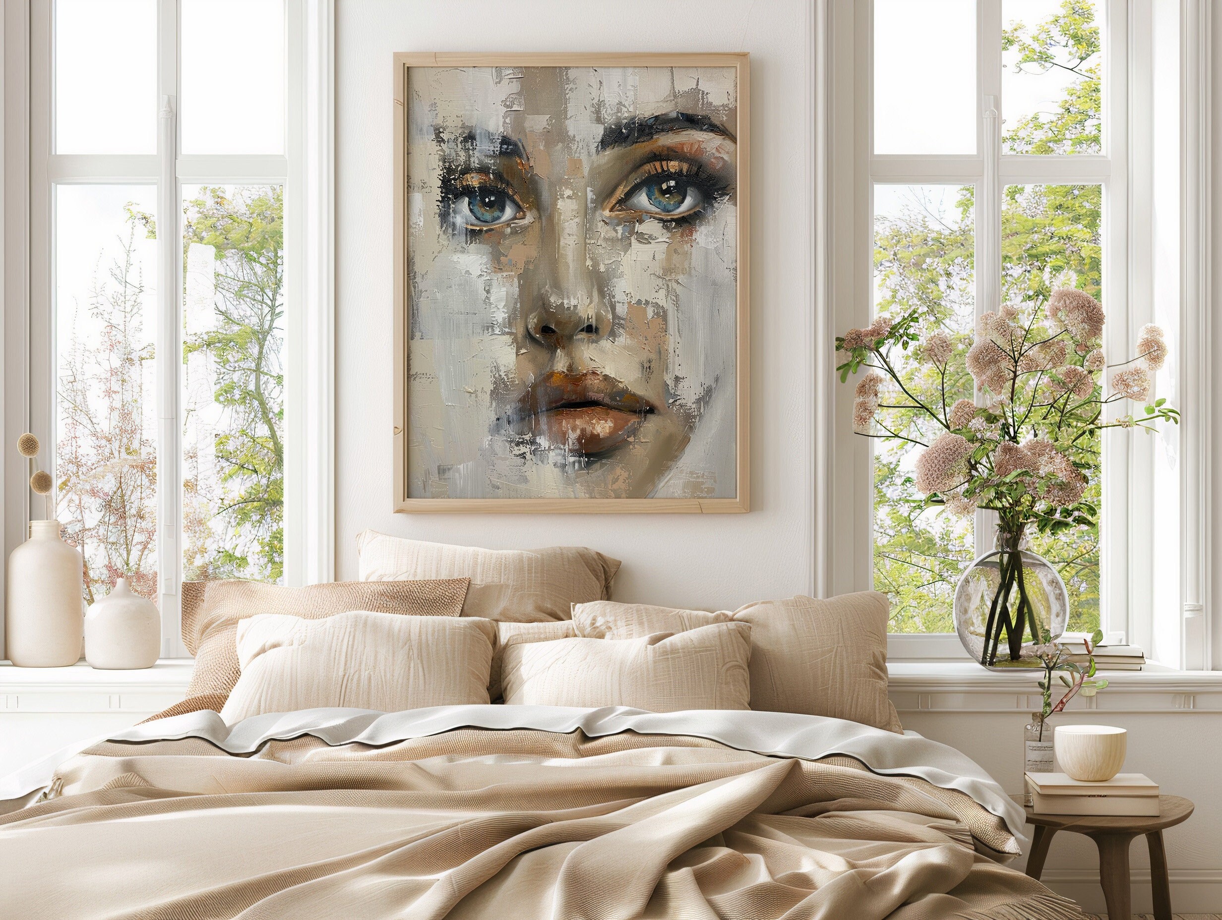 Oil Abstract Face Painting, Woman Face Artwork, Abstract Lady