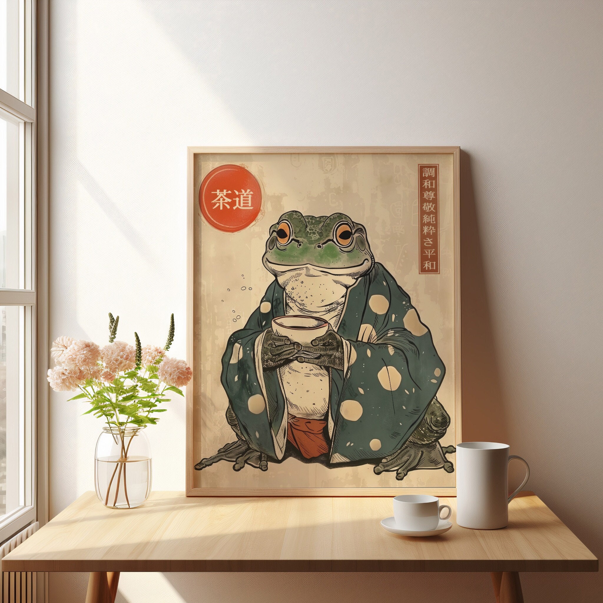 Tea Ceremony Frog, Japanese Frog Art, Vintage Frog Poster, Ukiyo-e Frog ...