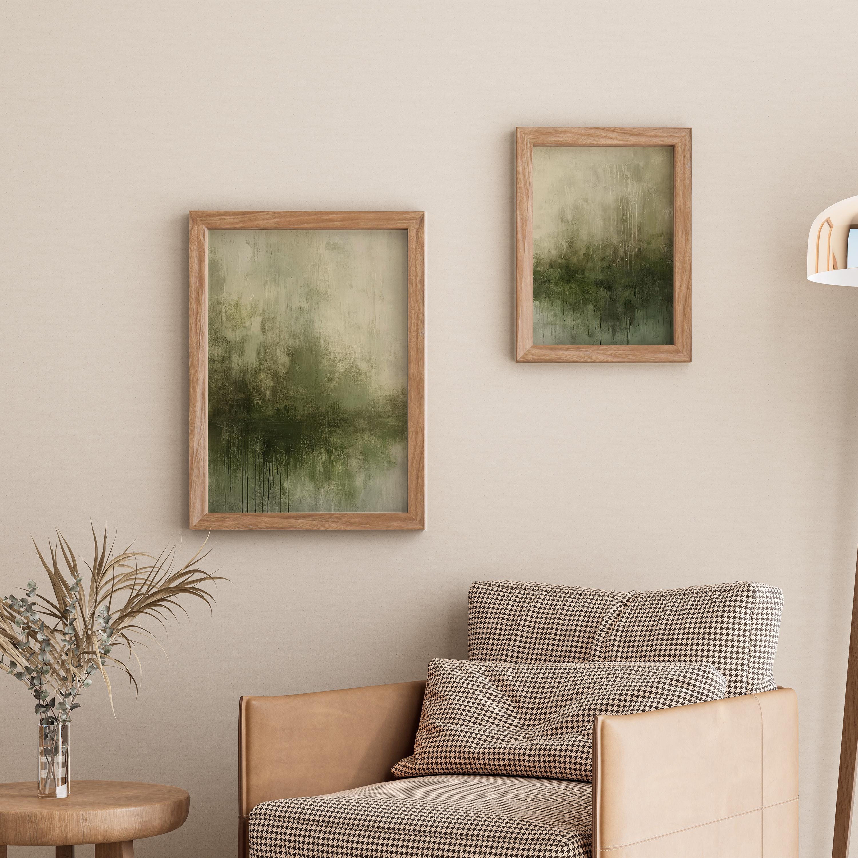 Wabi Sabi Wall Art | Set of 2 | Textured Sage Green Painting | Digital ...