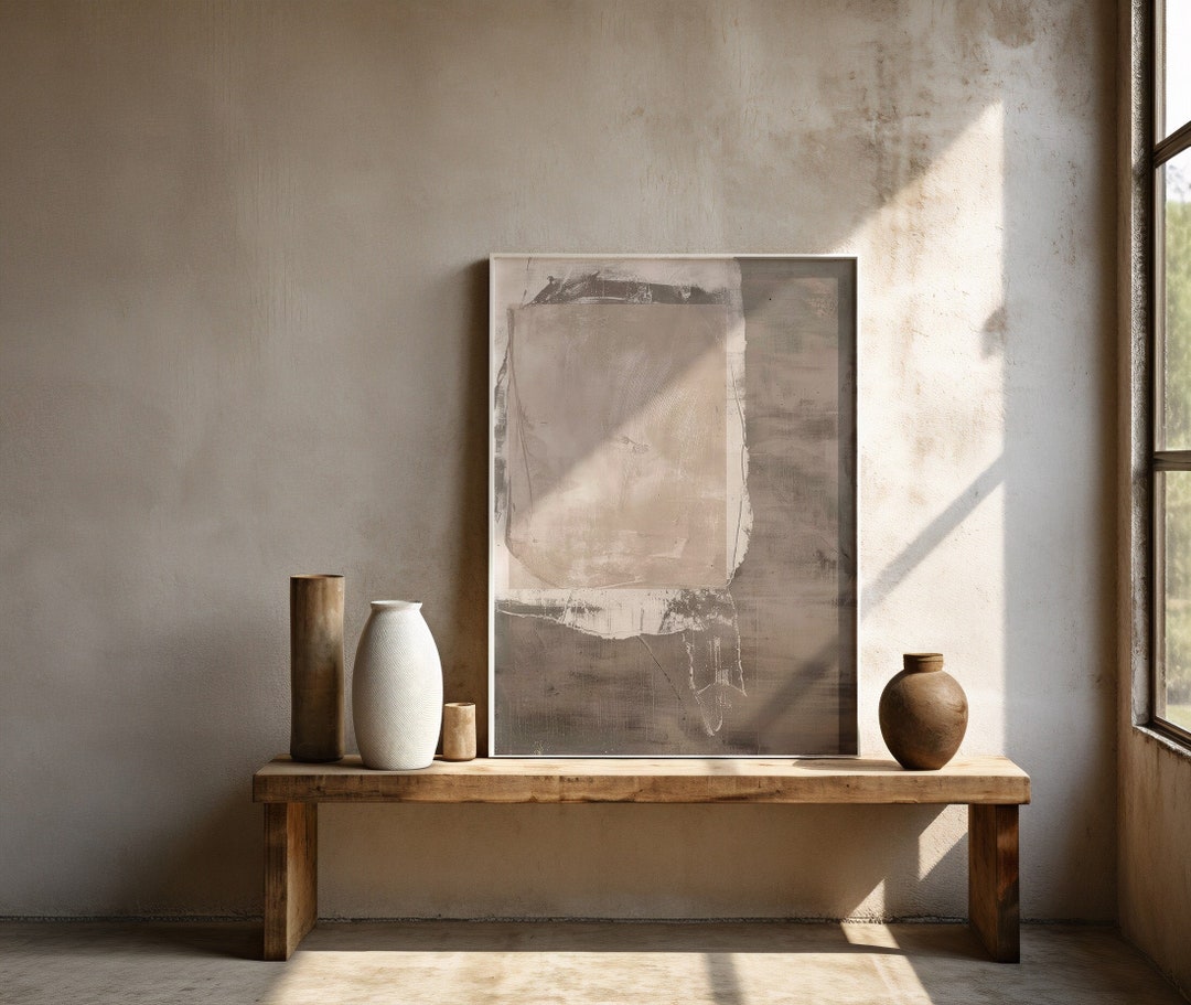 Neutral Minimalist Wabi Sabi Wall Art. Modern Japandi Beige Abstract ...