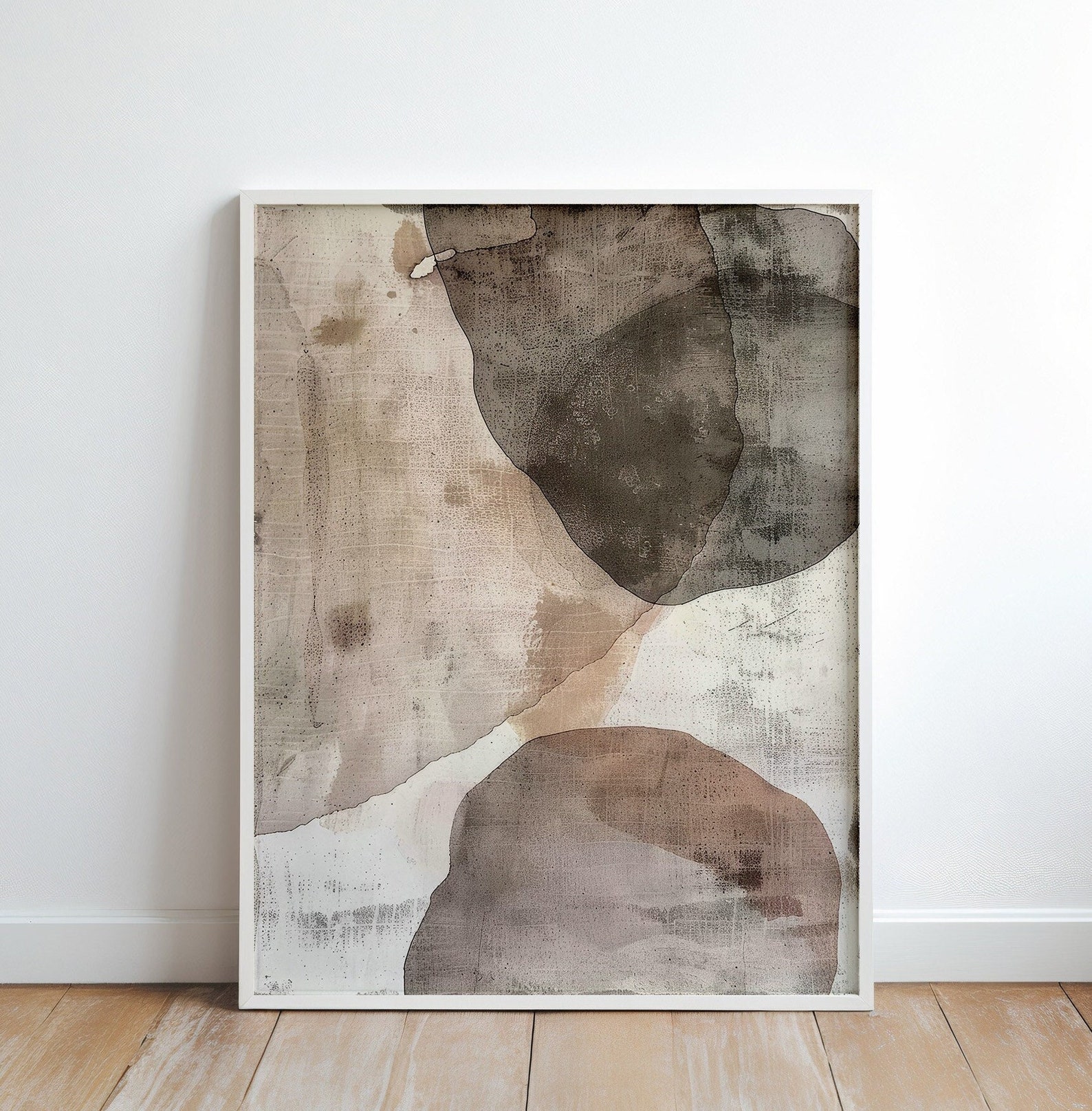 Neutral Abstract Wabi Sabi Wall Art Set. Modern Minimalist Beige ...