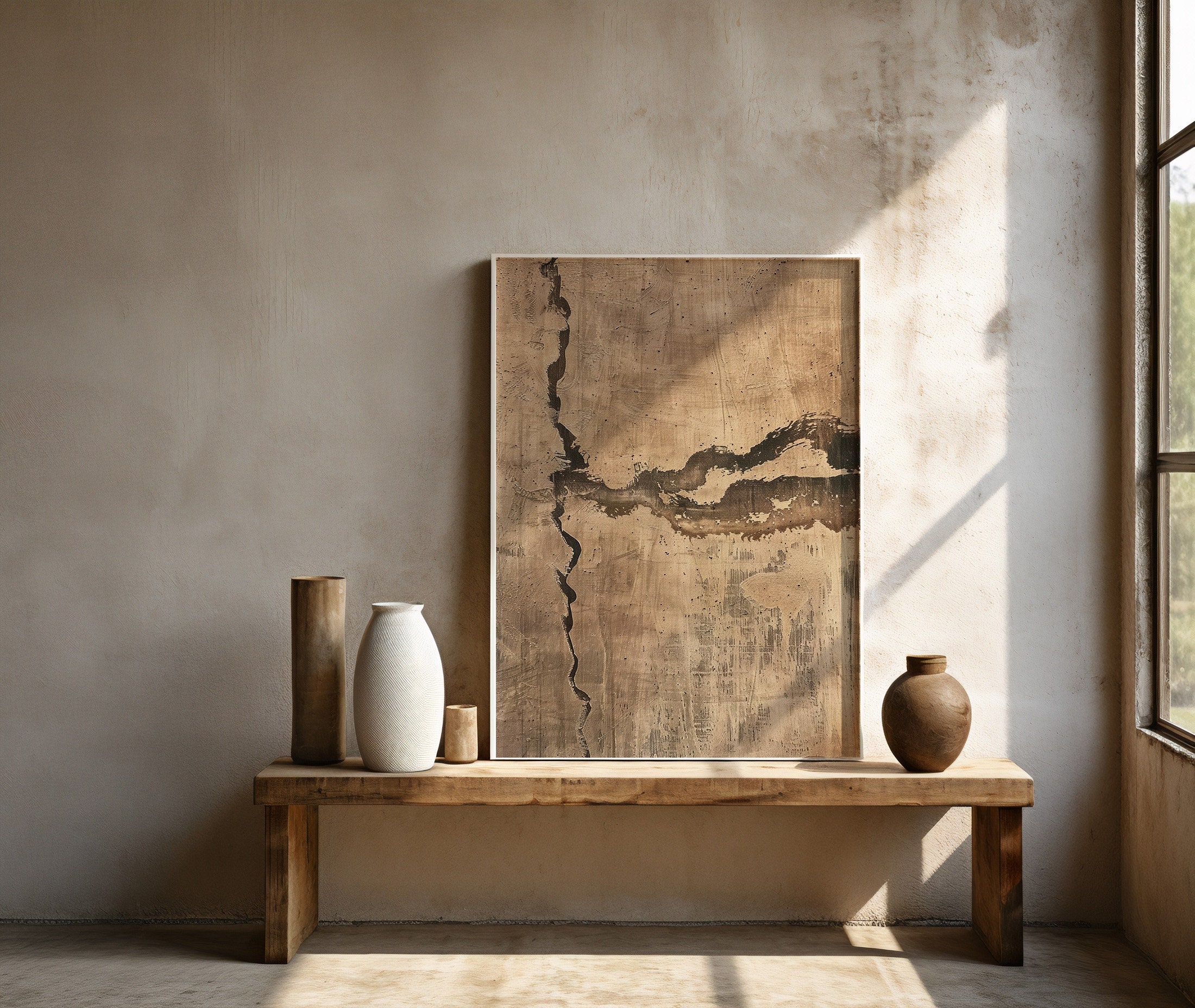 Japandi Design, Wabi Sabi Wall Art, Beige and Brown Abstract Art, Earthy Colors Print, Brown Wall Decor, Modern Wall Art, Digital Download