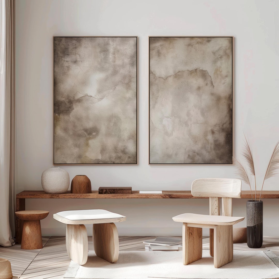 Wabi Sabi Wall Art, Set of 2, Beige Art, Organic Earthy Tones Print ...