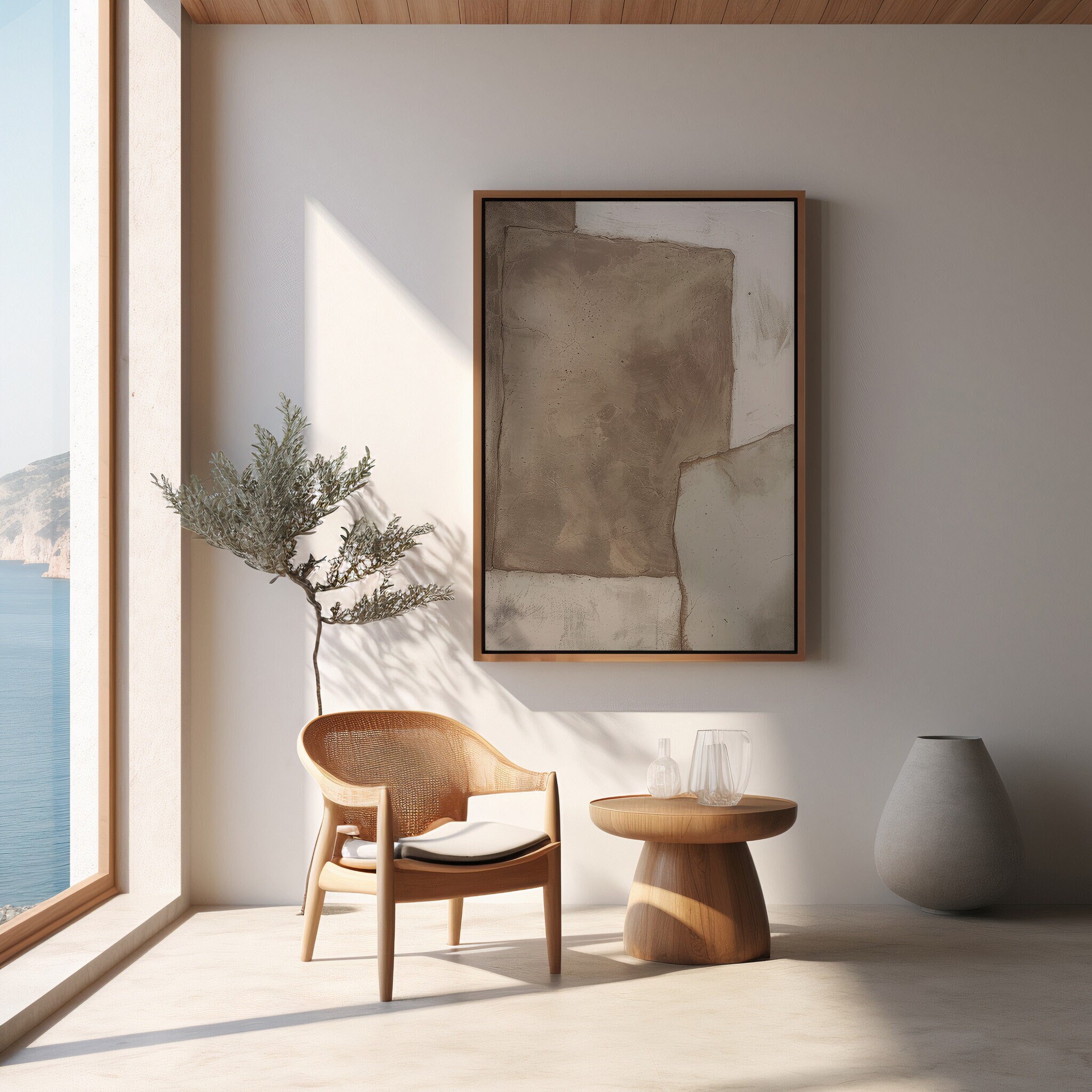 Textured Beige Wabi Sabi Wall Art. Neutral Modern Japandi Abstract ...