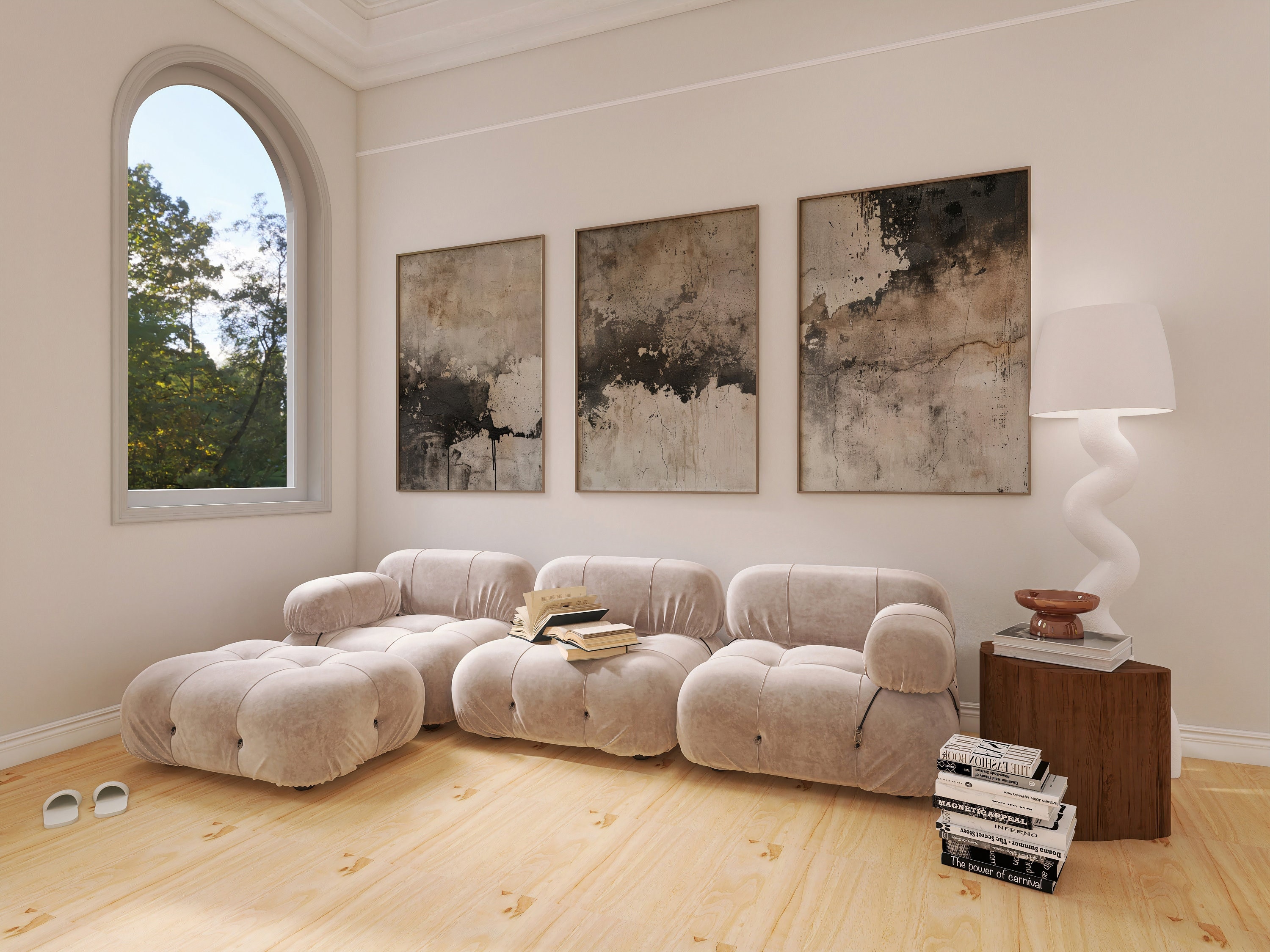 Beige Abstract Wabi Sabi Wall Art, Modern Minimalist Set of 3 Prints ...